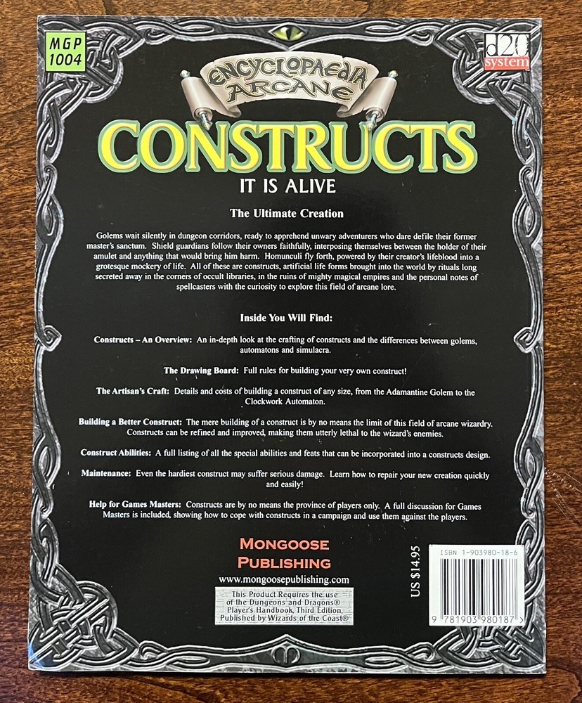 Encyclopaedia Arcane Constructs It Is Alive d20 D&D Dungeons & Dragons