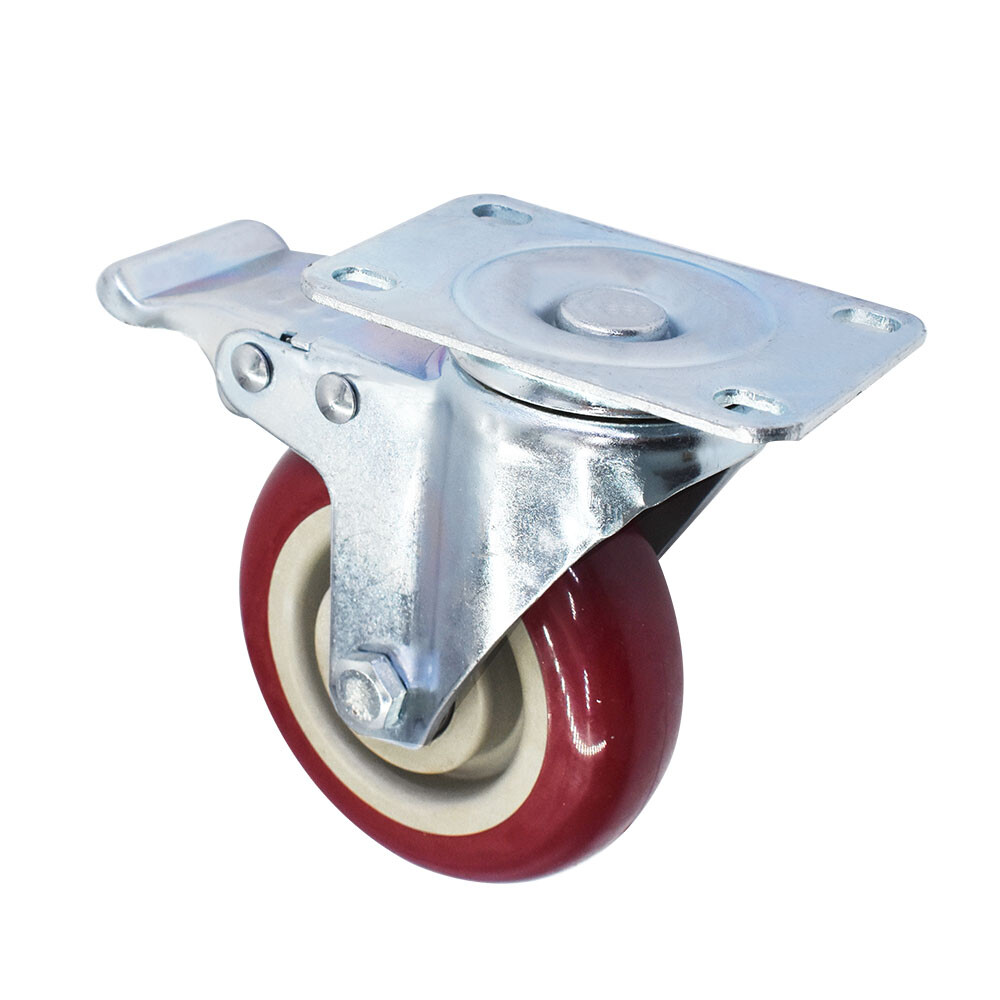 4 Pack 4" Heavy Duty Caster Set Wheels All Swivel & Brake Casters Red