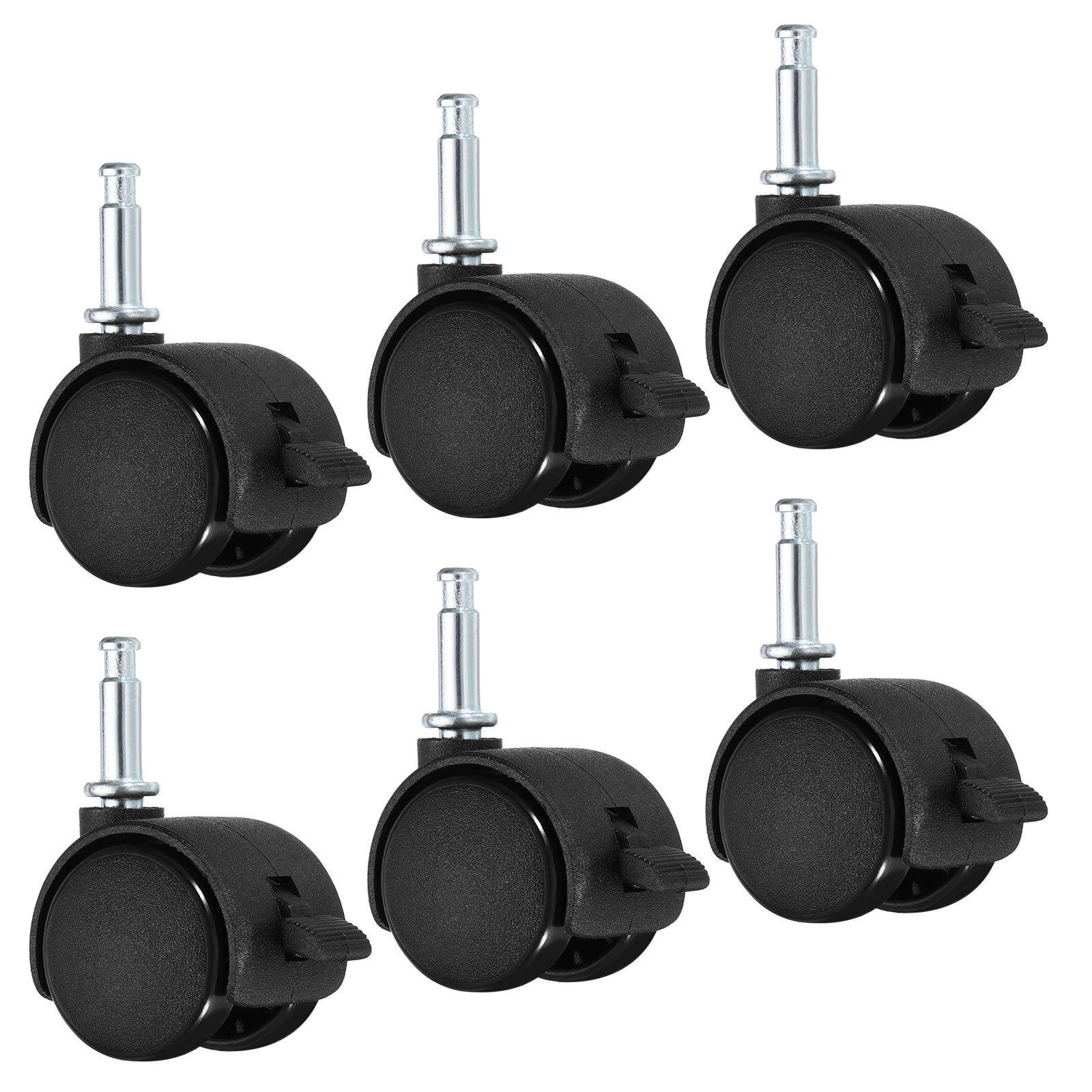 6pcs 1.2" Swivel Stem Casters Nylon 360 Degree Insert Stem Wheel with Brake
