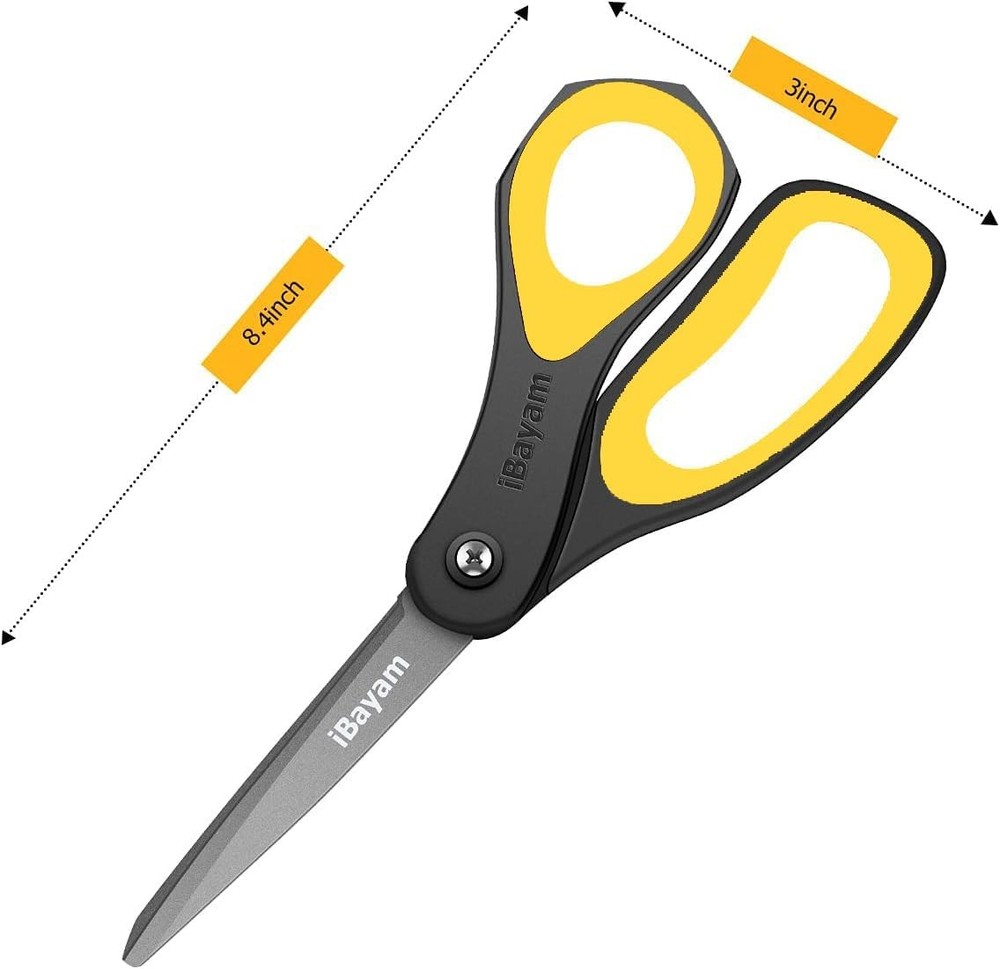 Scissors, 3 Pack 8" All Purpose Nonstick Scissors, 2.5MM Thickness Titanium Bla