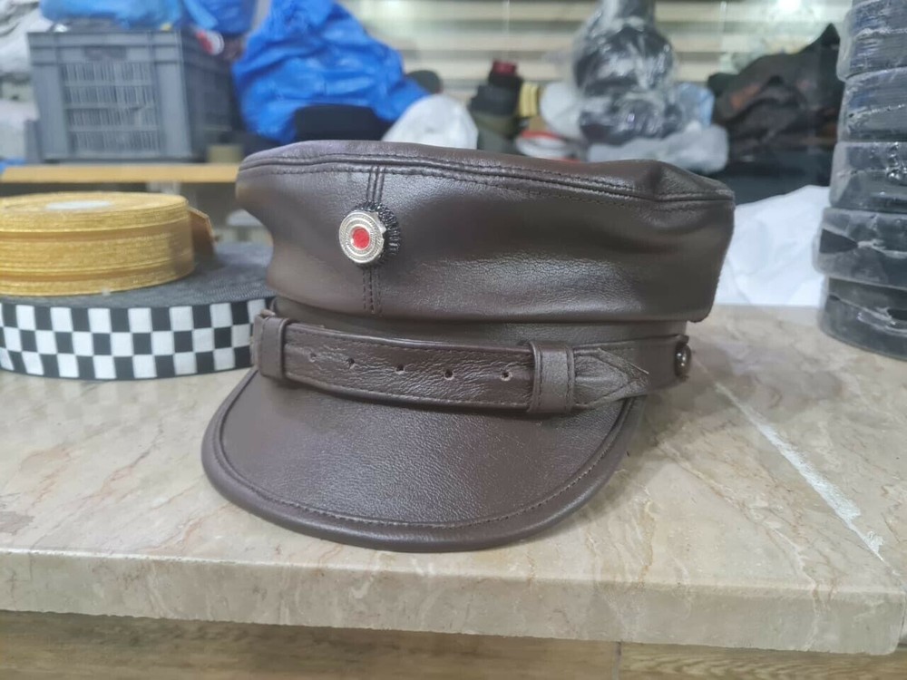 Leather Hat Kepi - Replica Captain Leather Crush Hat Cap Kepi