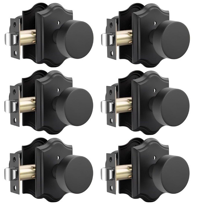 Black Door Knobs Interior, Zinc-Alloy Heavy Duty Matte Black Door Knobs, Priv...