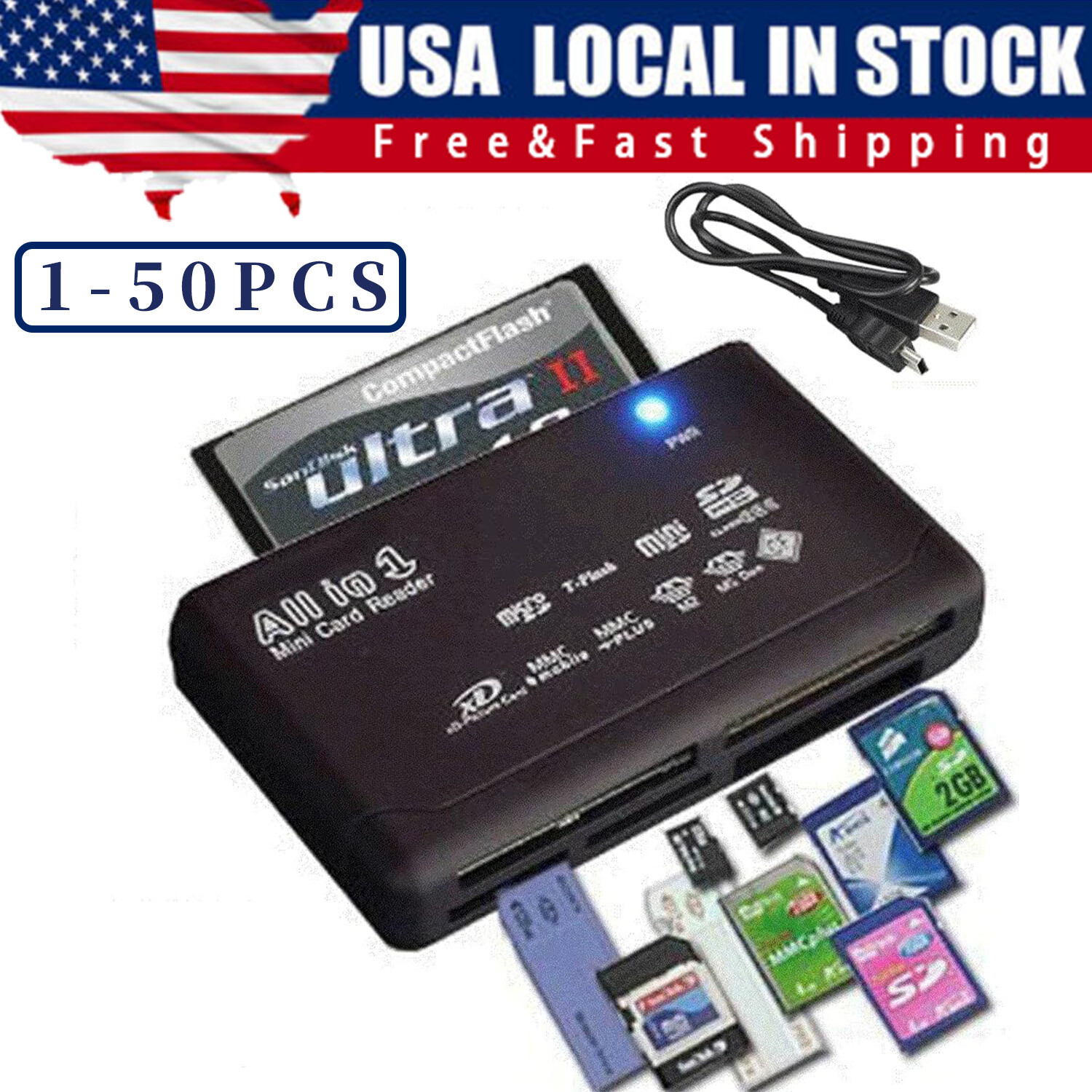 Memory Card Reader Mini 26-IN-1 USB 2.0 High Speed For CF xD SD MS SDHC Lot