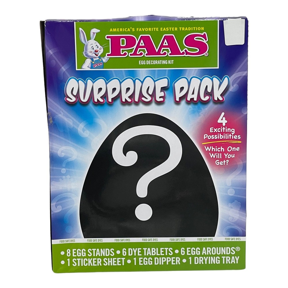 5 Pack Paas Surprise Pack Easter Egg Decorating Kit Stickers Tray Dye Dipper