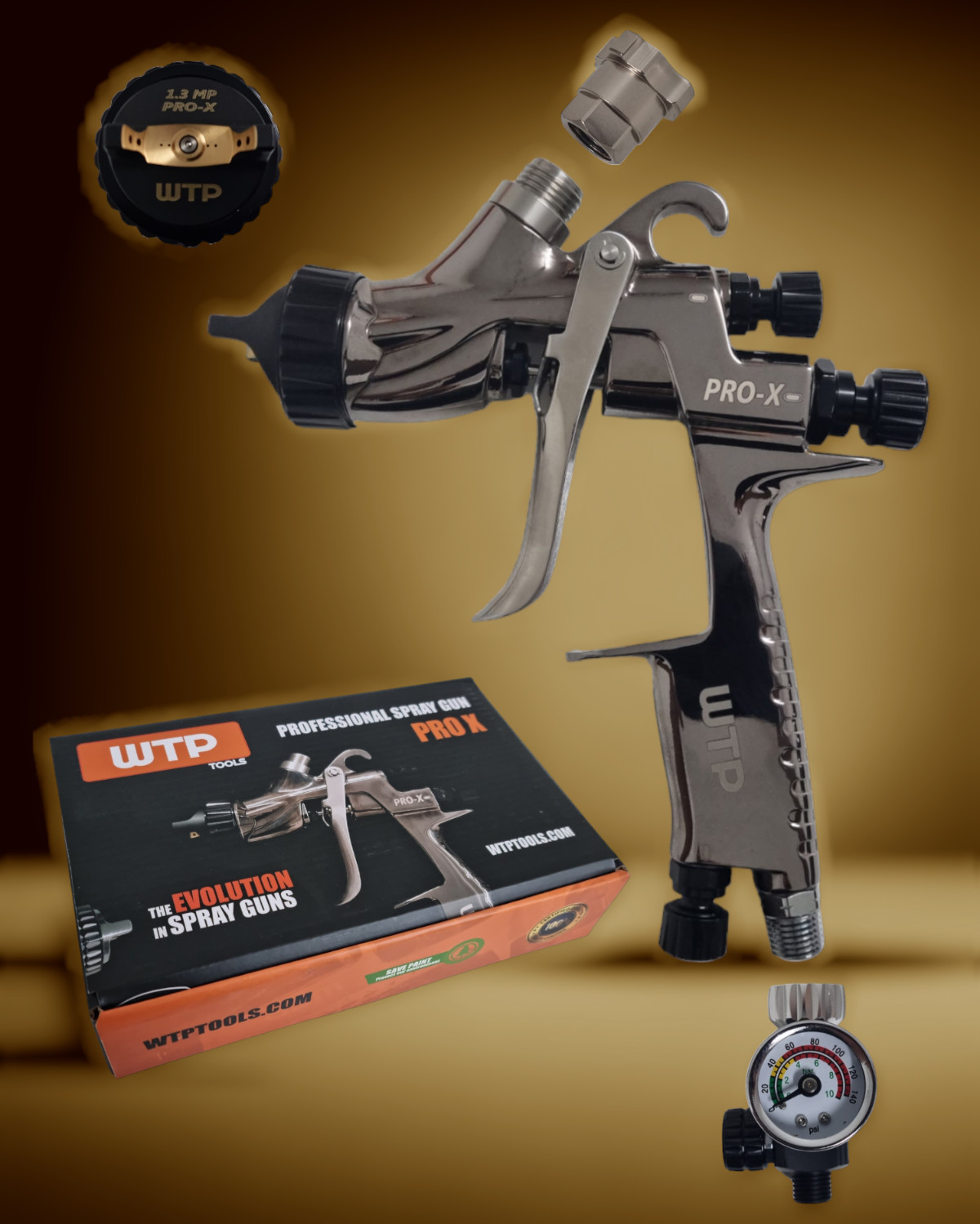Spray Paint Gun Automotive PRO X 1.3 MP WTP TOOLS Clear Coat Base Color