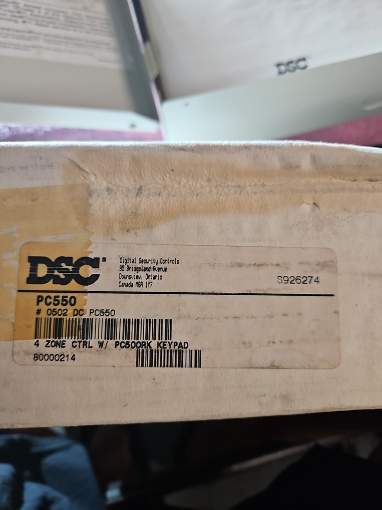 New DSC PC550 Control Board and used Back Box For Security System. No Keypad