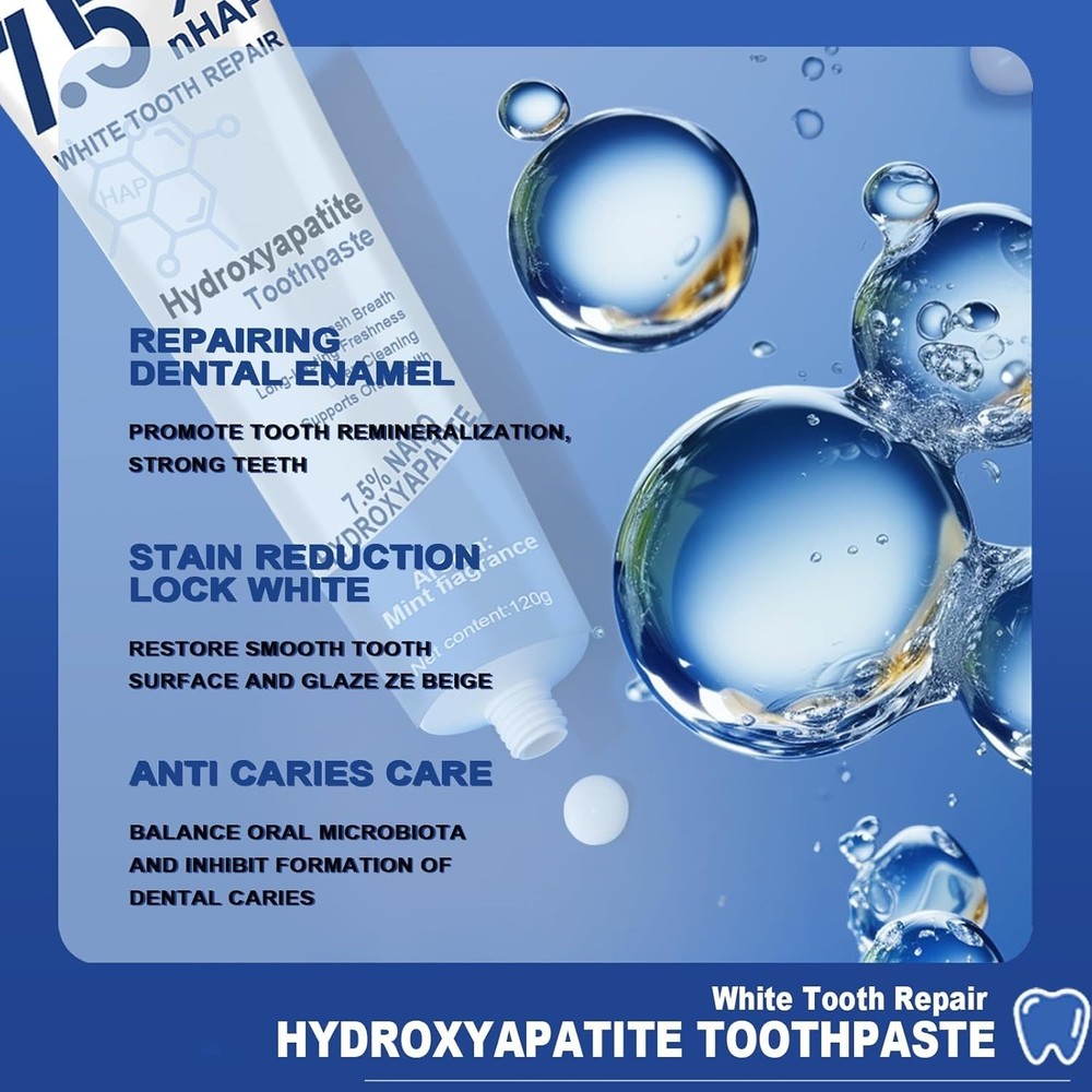 7.5% Nano Hydroxyapatite Toothpaste for Sensitive Teeth, Supports Enamel Strengt