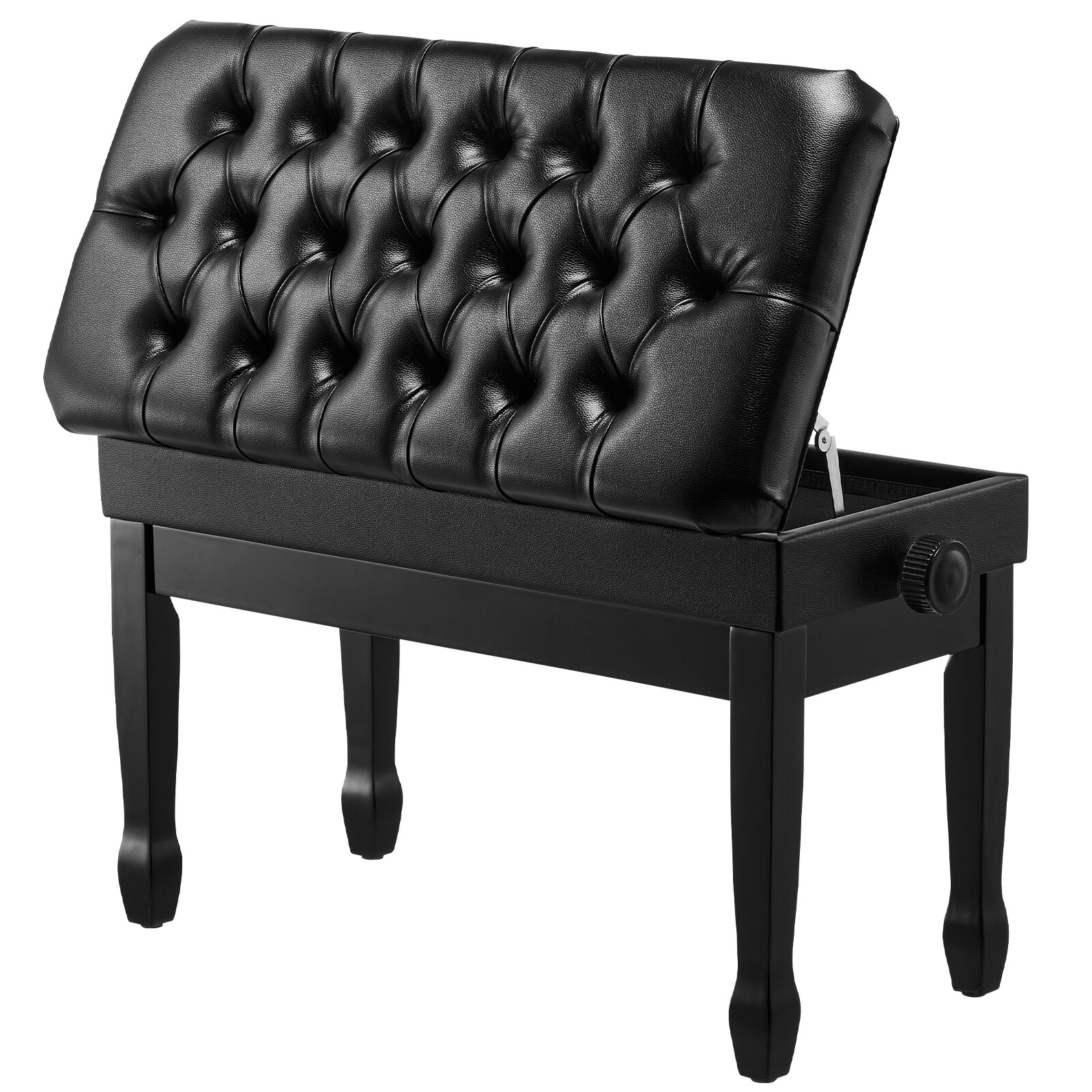 Adjustable Duet Piano Keyboard Bench Storage Padded Seat Wooden Bookcase Stool