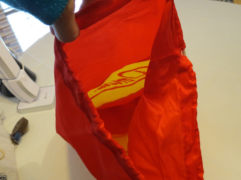 McDonalds orangy red & yellow backpack string bag sack very light weight