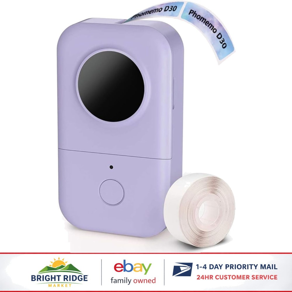 Portable Mini Thermal Label Printer with Bluetooth and Rechargeable Battery