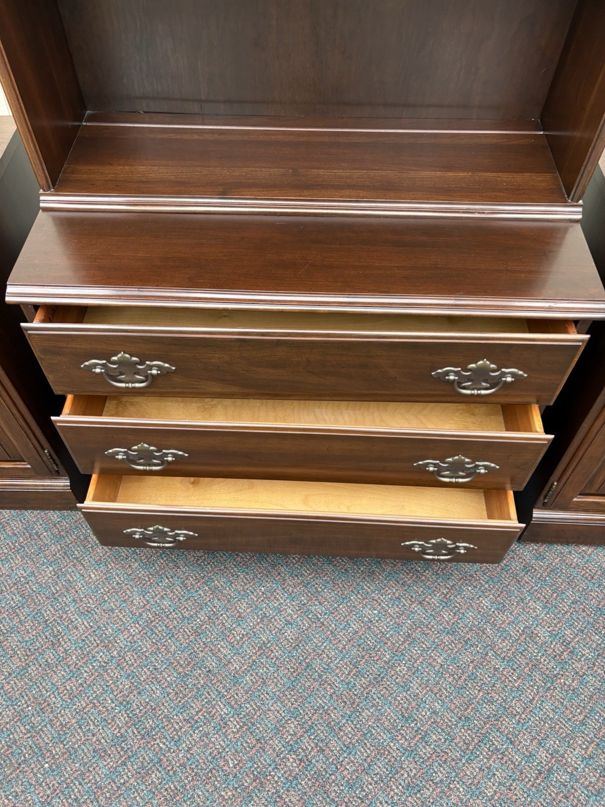 67246 3 Section Ethan Allen Wall Unit Bookcase Cabinet