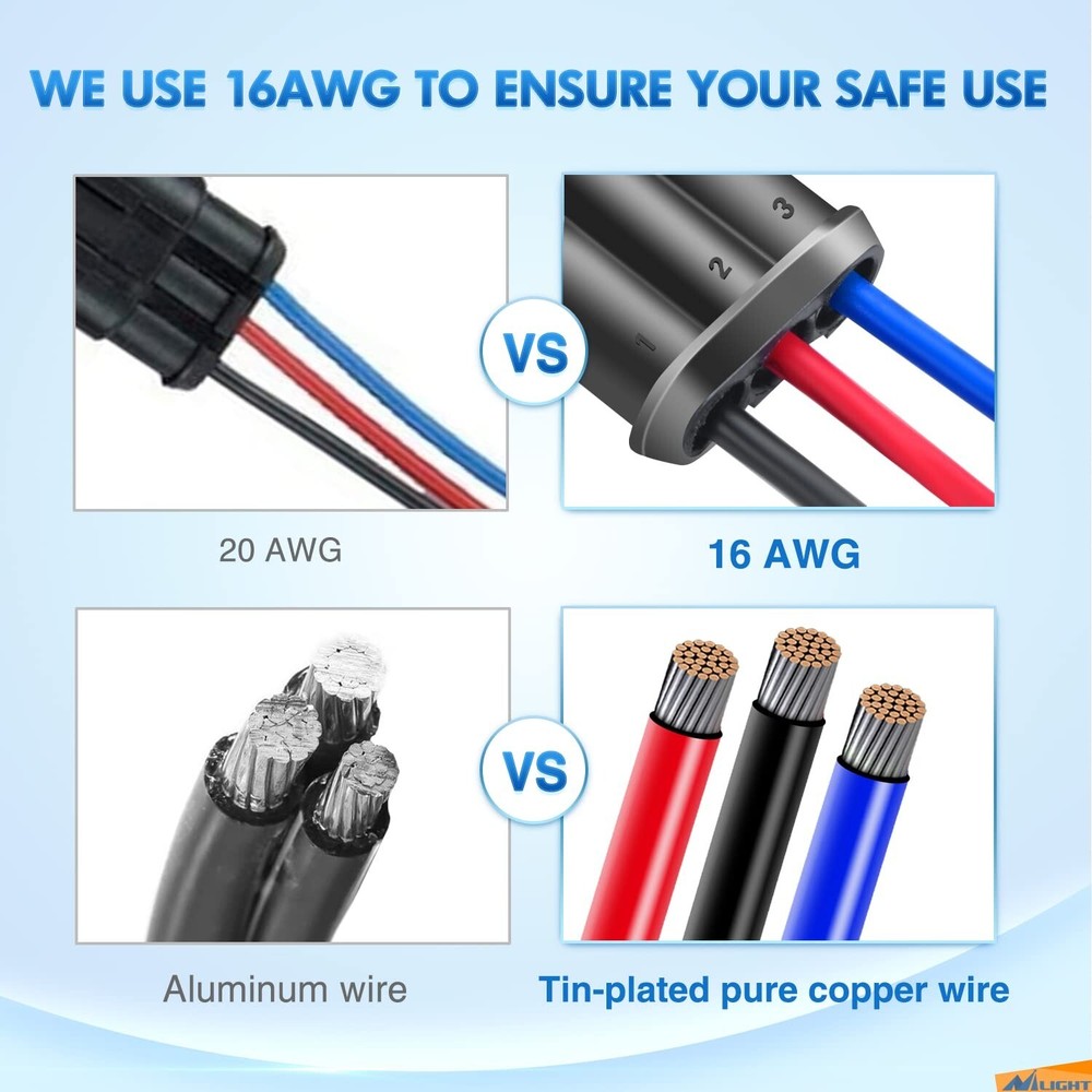 Nilight 3Pin Electrical Wire Connectors Male and Female Plug Socket Disconnect