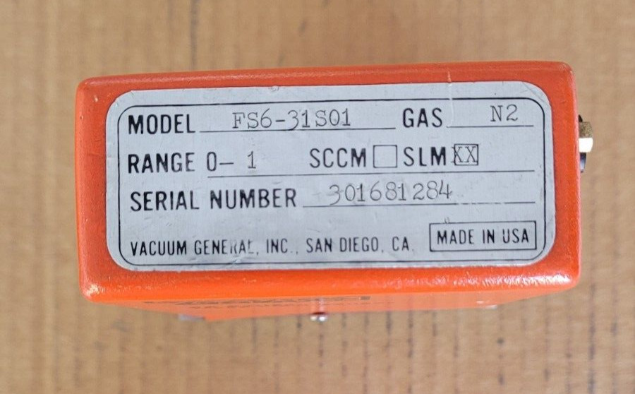 Vacuum General N2 Mass Flow Sensor, 0 - 1 SLM
