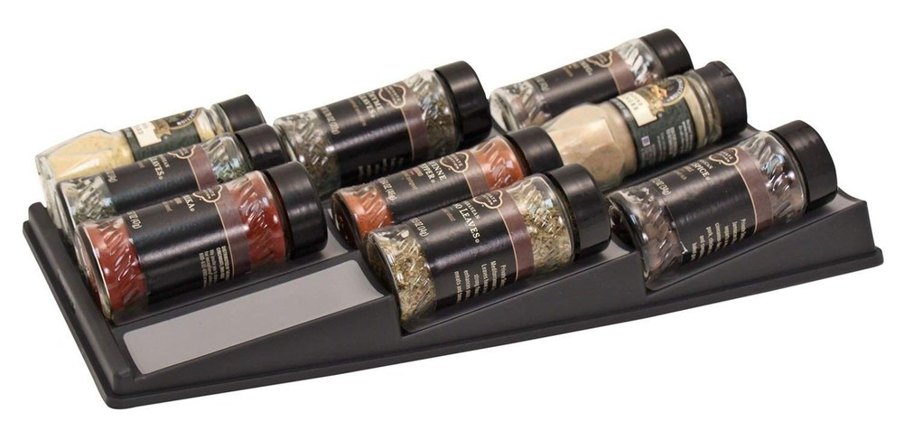 SPICEdock Spice Rack Drawer Organizer - Angled Display for Easy Label Reading