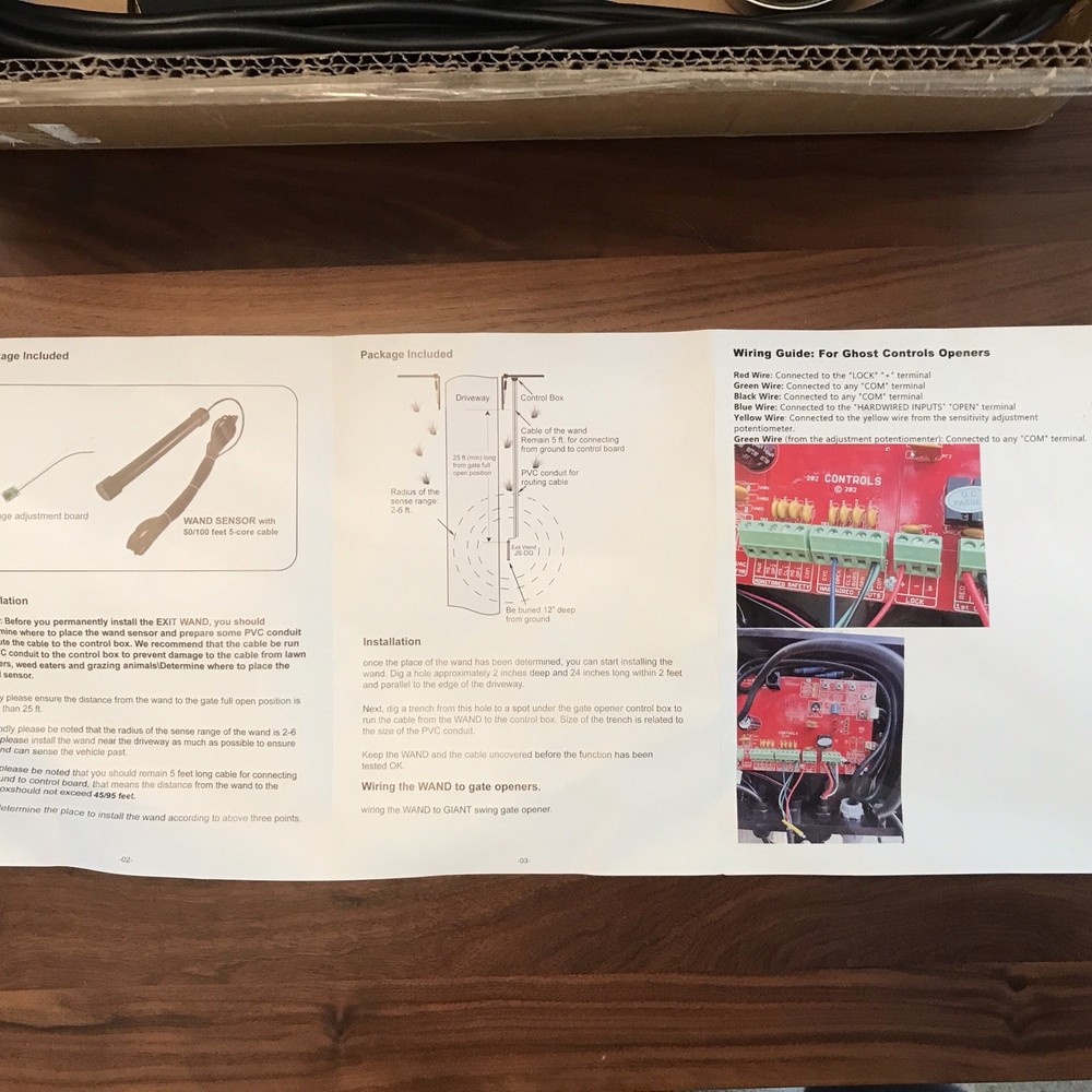 Driveway Gate Vehicle Exit Wand Sensor with 50 Ft Cable, Automatic Gate Opener