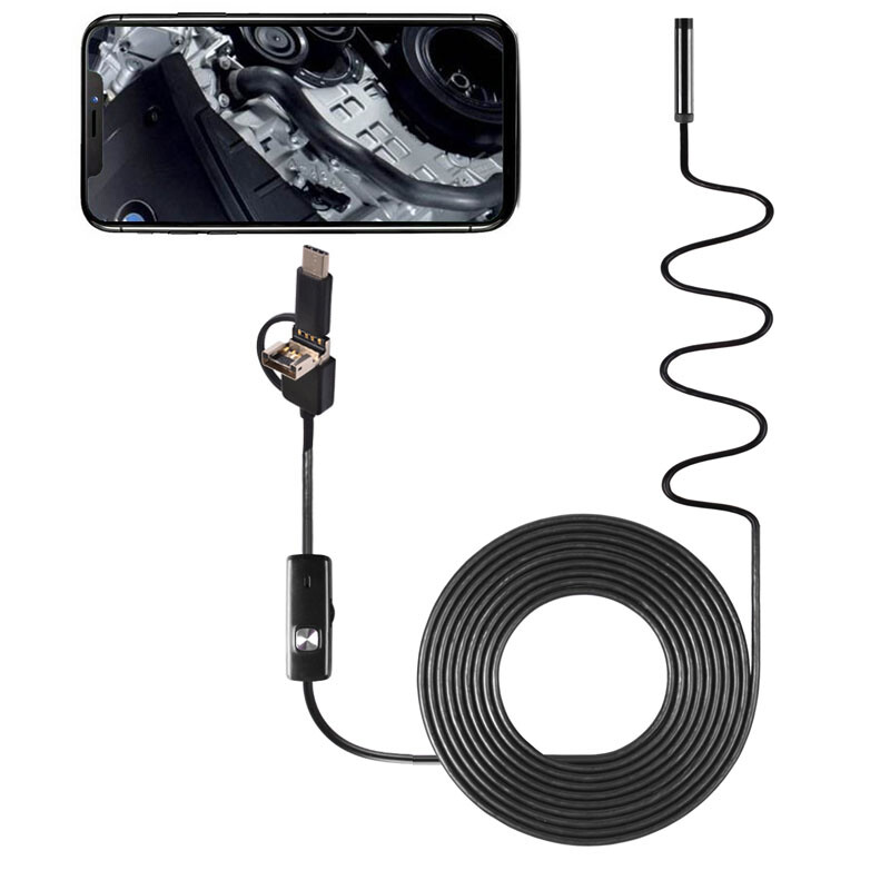 7mm Waterproof Micro USB Type C Endoscope Inspection Camera Cable For Android PC