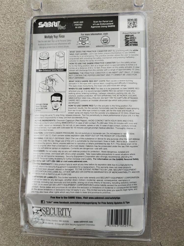 Sabre Red Pepper Spray User Kit Black