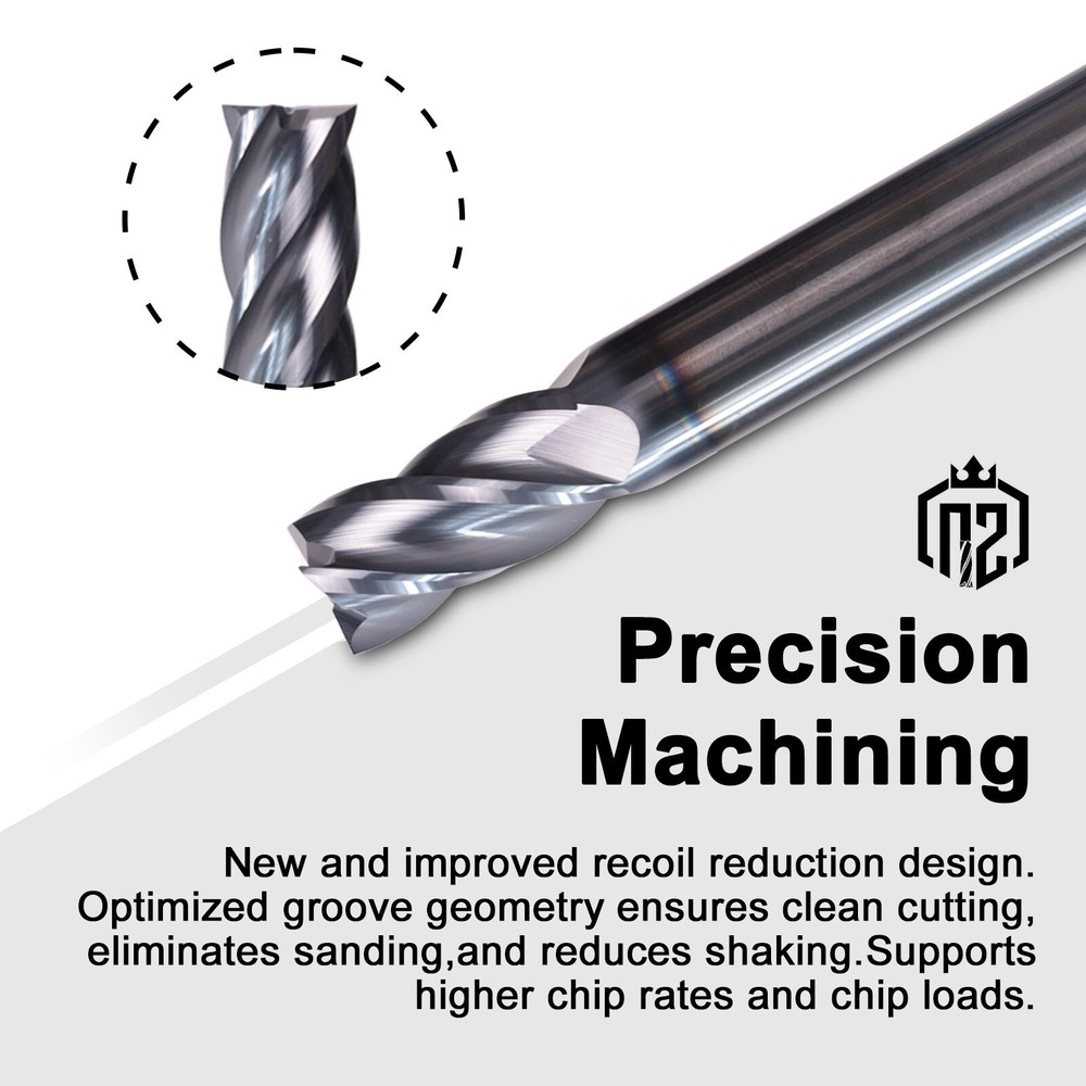 4 Flute 1/2"x1-1/4"x1/2"x3" Variable Helix Solid Carbide End Mill - AlTiN Coated