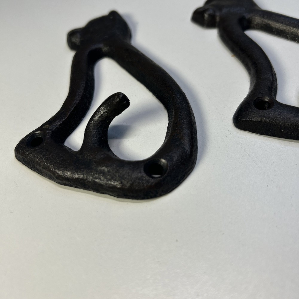 Cast Iron Cat Tail Wall Hook Rack 3 Hooks Key Leash Holder Coat Hat