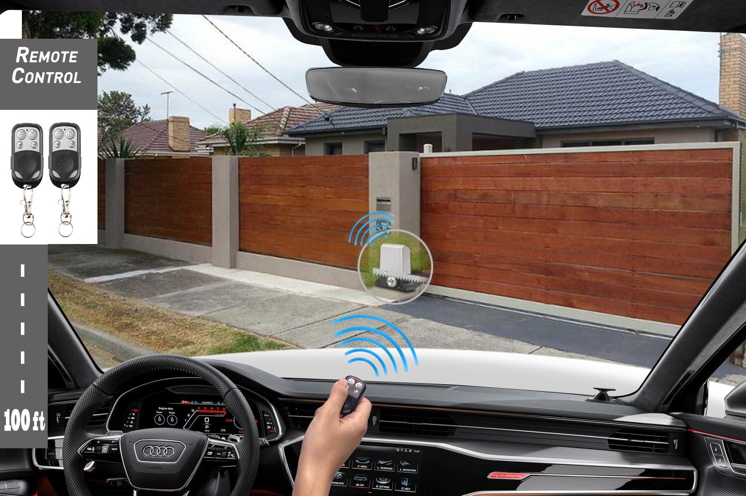 Blütezeit 5290lbs Sliding Gate Opener Driveway Motor Rack-Drive w/2 Remotes Kits