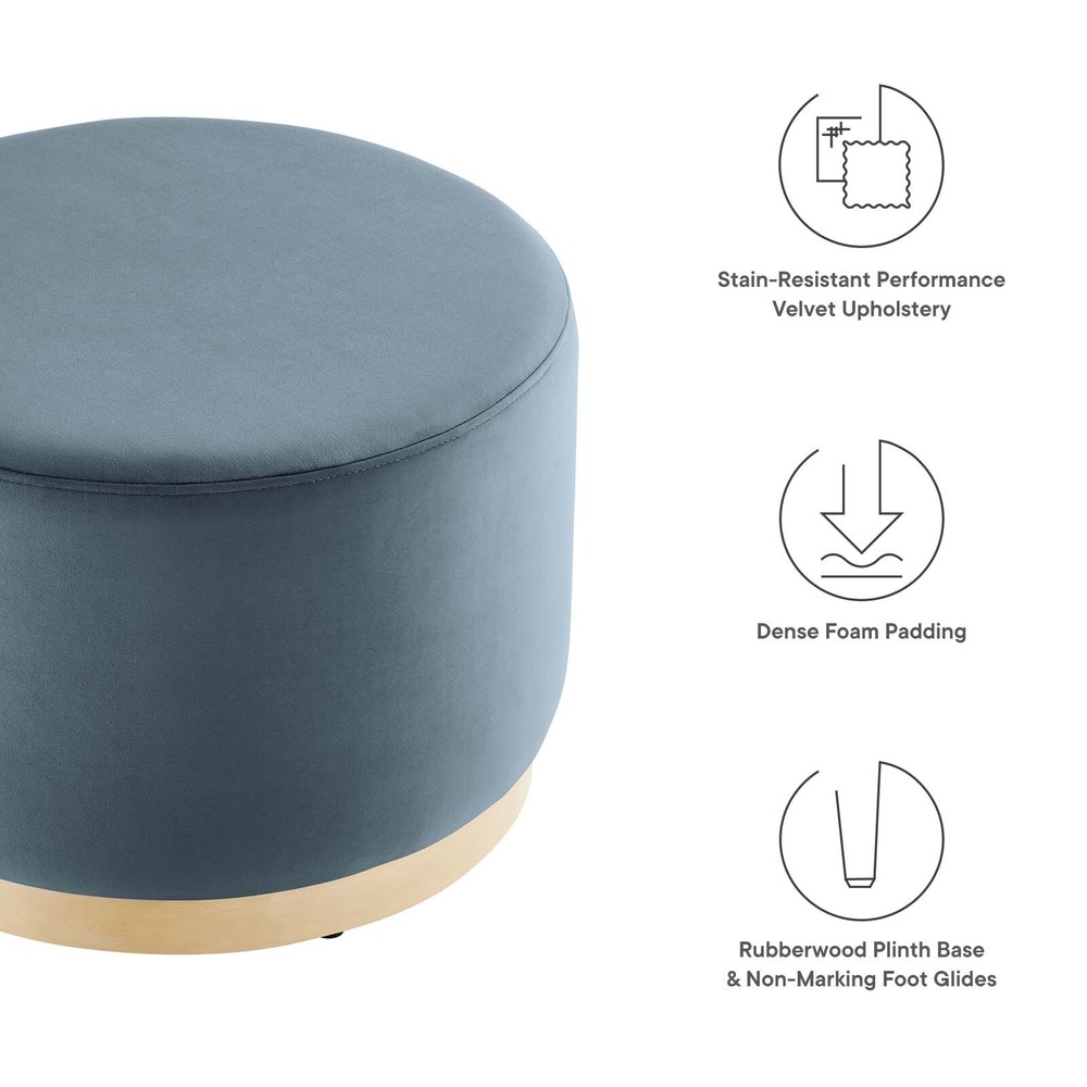 Modway Large 23" Round Performance Velvet Upholstered Ottoman