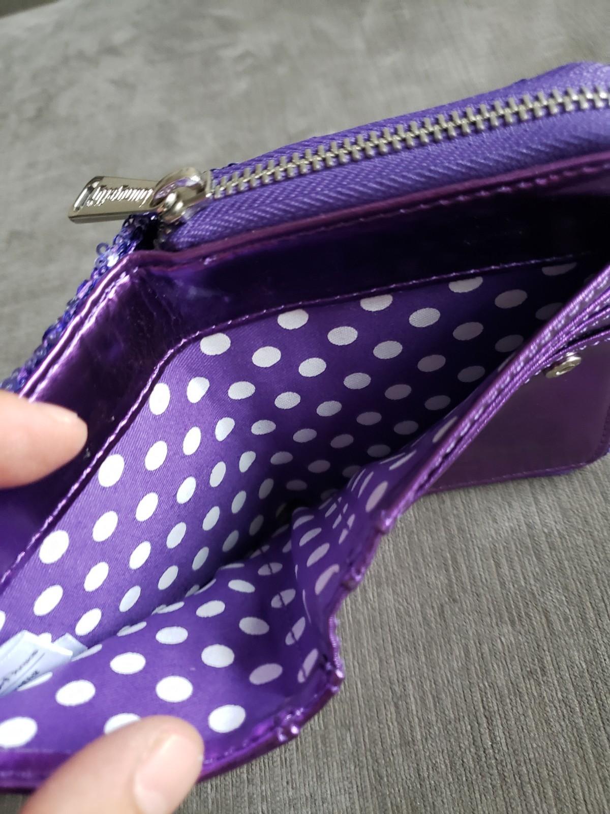 Disney Parks Exclusive Loungefly Minnie Potion Purple Sequined Wallet NWOT