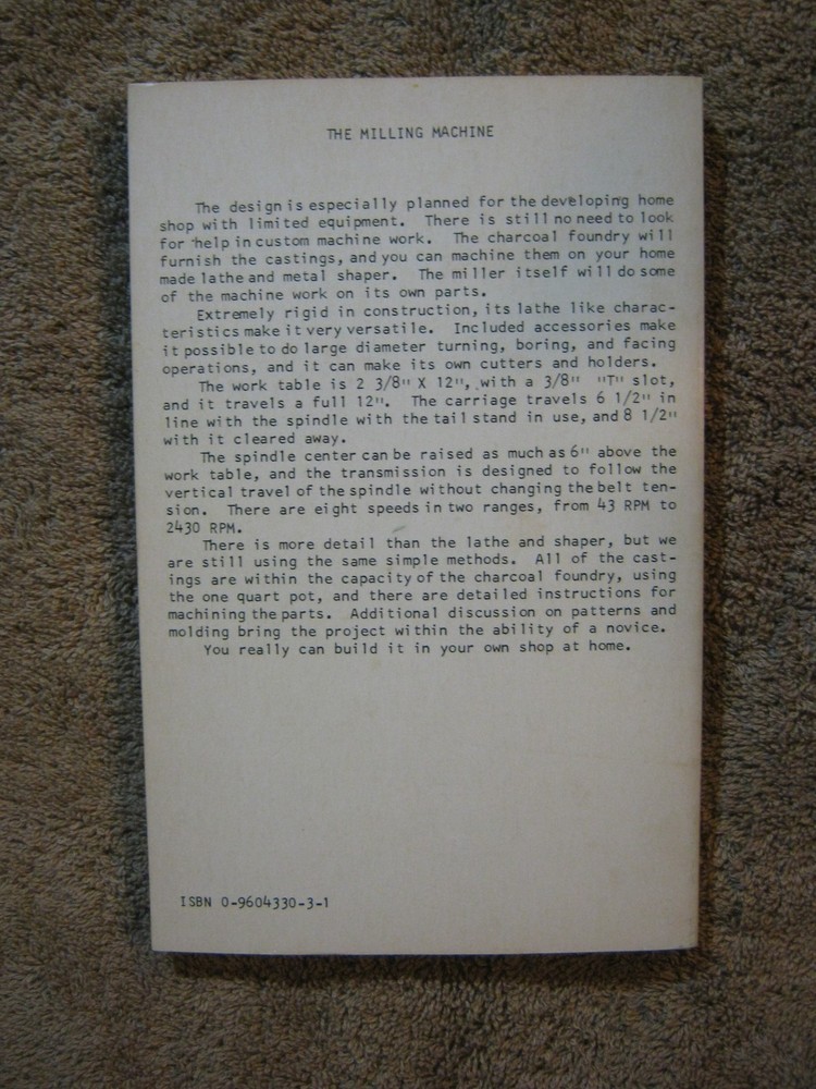 The Milling Machine book Gingery DIY Model Making How-to