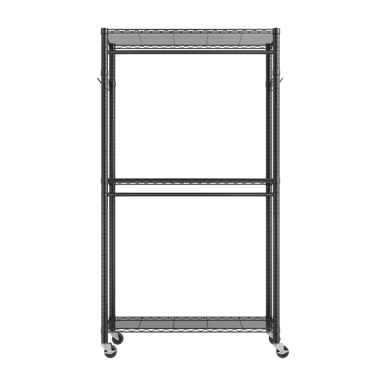 VEVOR Rolling Clothes Rack 3 Tiers Adjustable Height Clothing Garment Rack Black