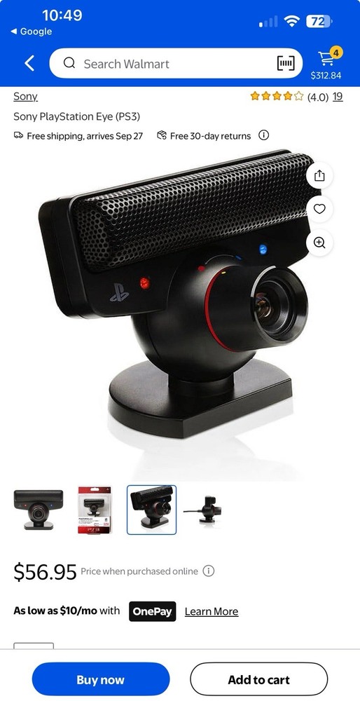 Sony PlayStation Eye PS3 PlayStation 3 Eye Camera - 4 Microphone Array System