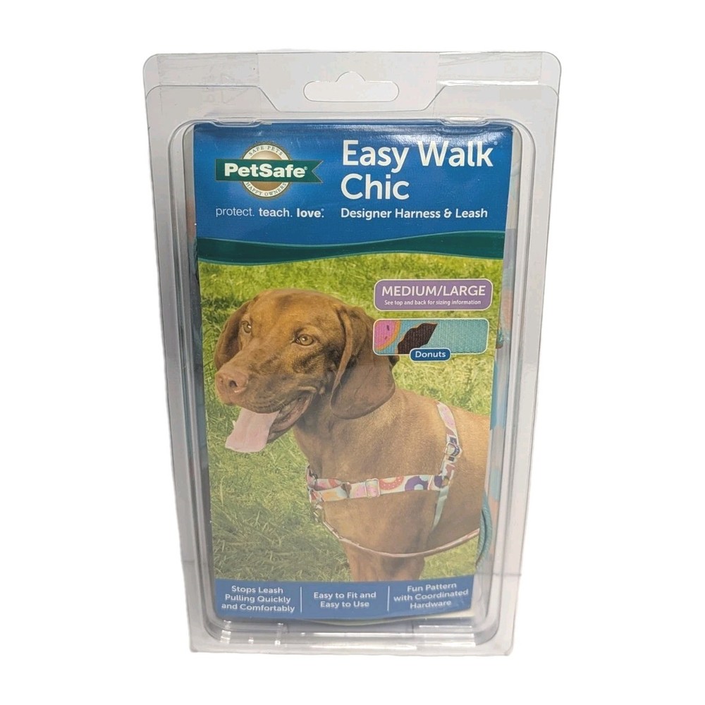 PetSafe Designer Easy Walk Chic Harness and Matching Leash Medium/Large, DONUTS
