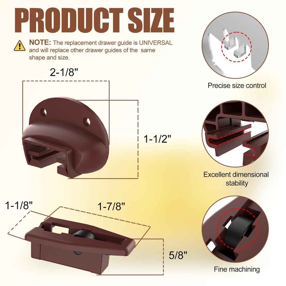 Upgrade Rite-Trak II Replacement 5 Set Drawer Guide Kit, Enhanced Brown