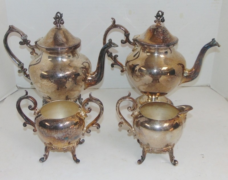 Vintage Lot Birmingham Silver Co. Silverplate Teapots Creamer Sugar
