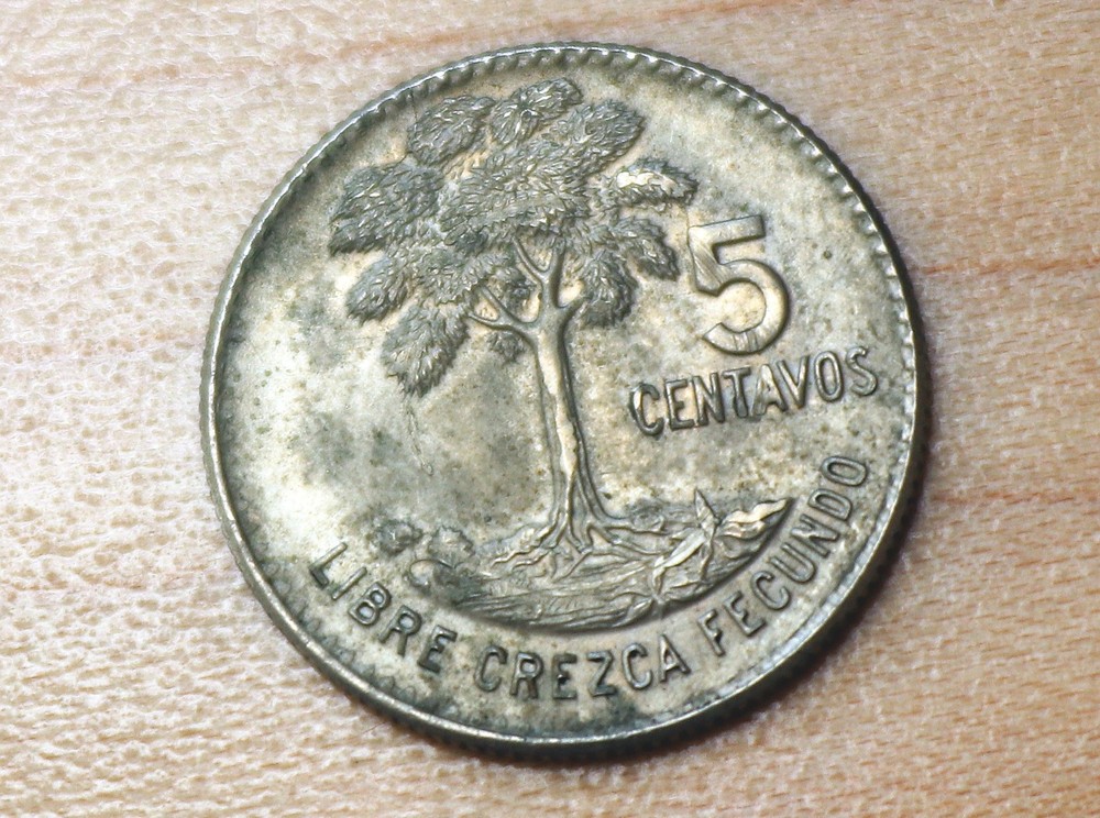 1968 Guatemala 5 Centavos Kapok Tree