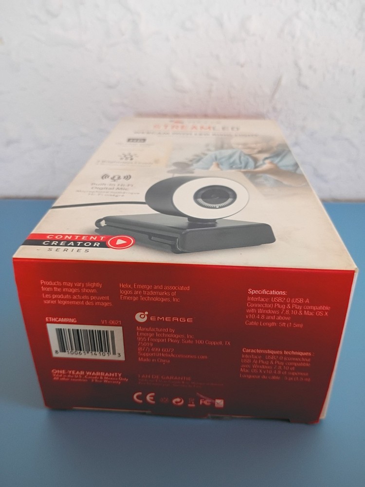 Helix Stream LED Web Cam With LED Ring Light & Digital Mic