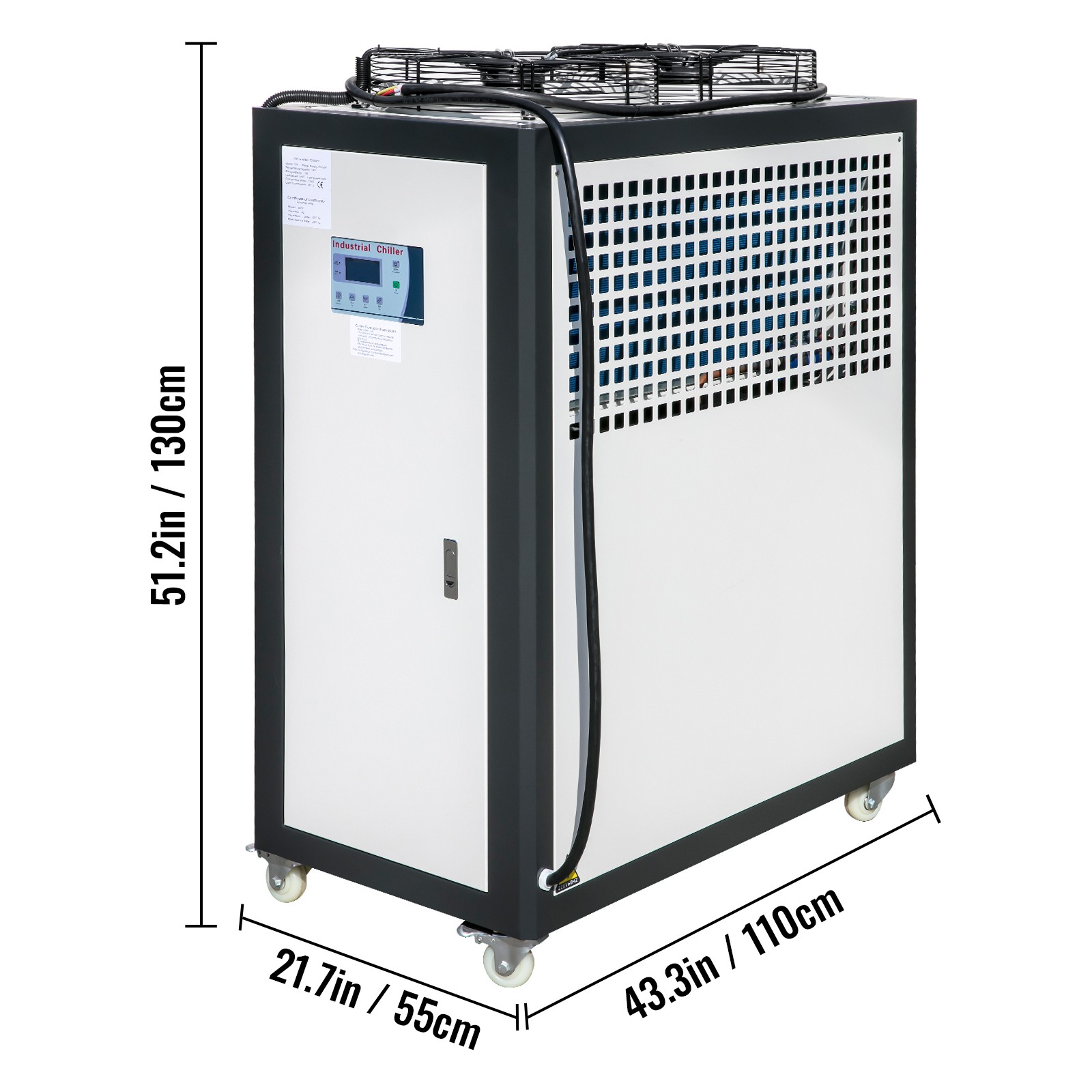 15 Ton Air-cooled Industrial Water Chiller LCD Display 150L Tank 15HP