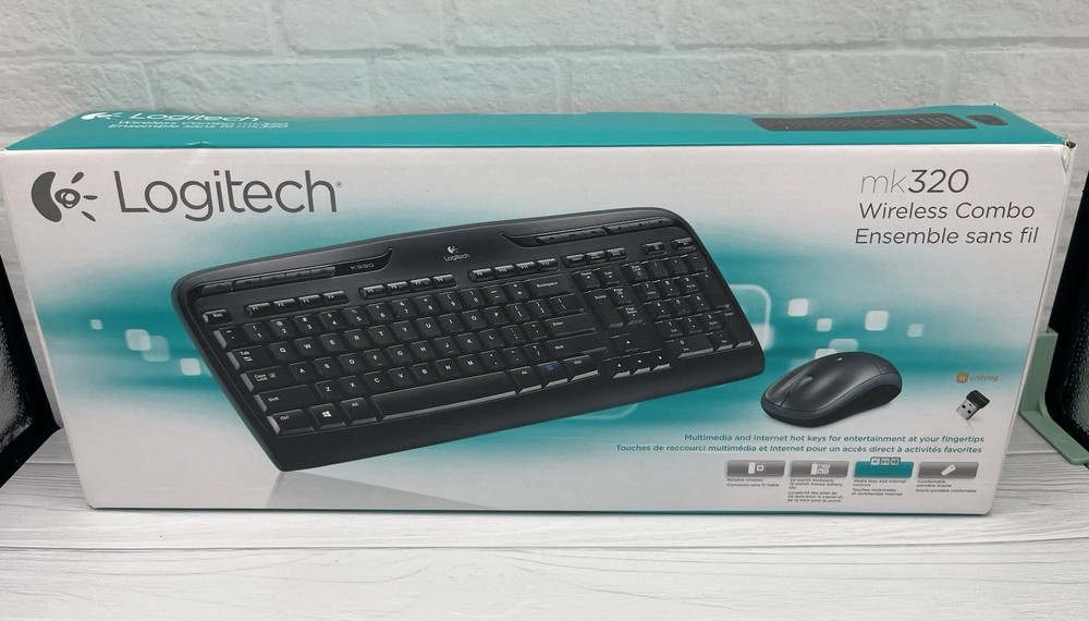 Logitech MK320 Wireless Keyboard & Mouse Combo, Multimedia Hot Keys, Black