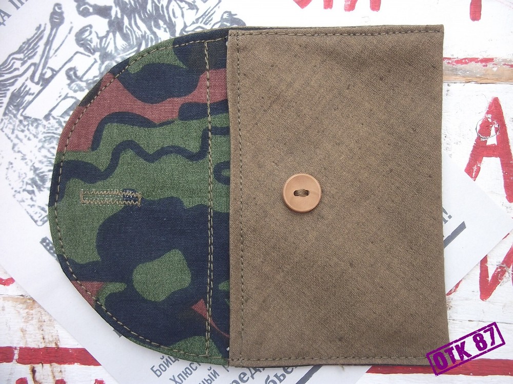 Document pouch, green SS trophy liner, + document RKKA WW2, reproduction