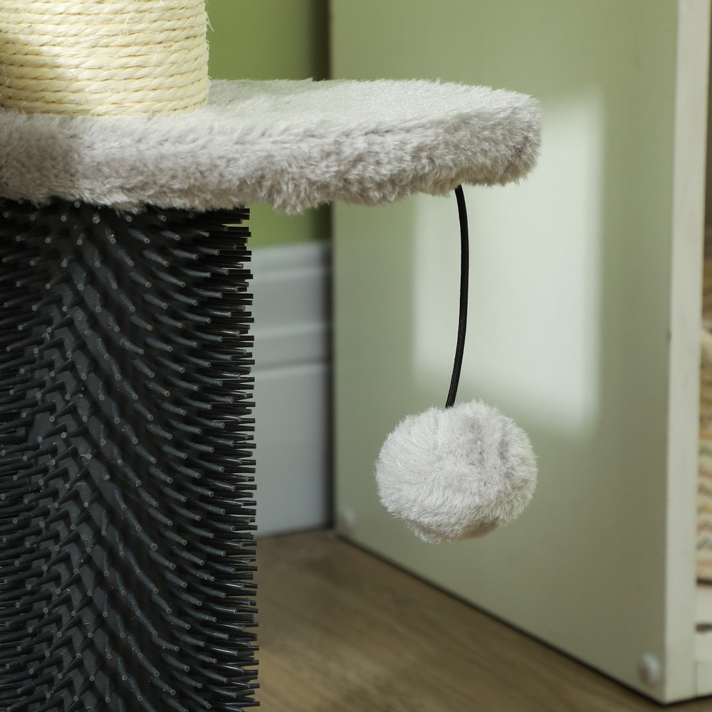 2 in 1 Cat Tree Tower 3-Step Pet Stairs with Scratching Posts, Light Gray