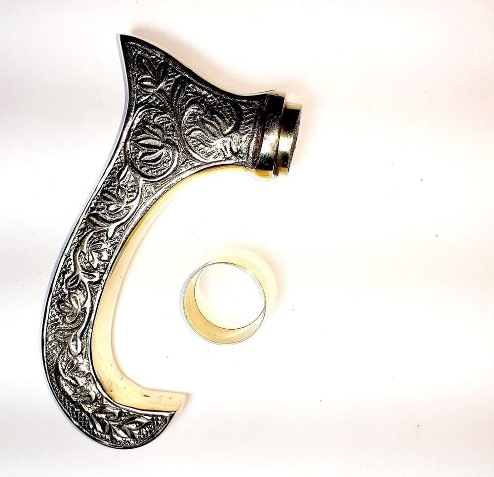 11 Cm Solid Brass Engraved Head Handle For Handmade Wooden Walking Stick Gift