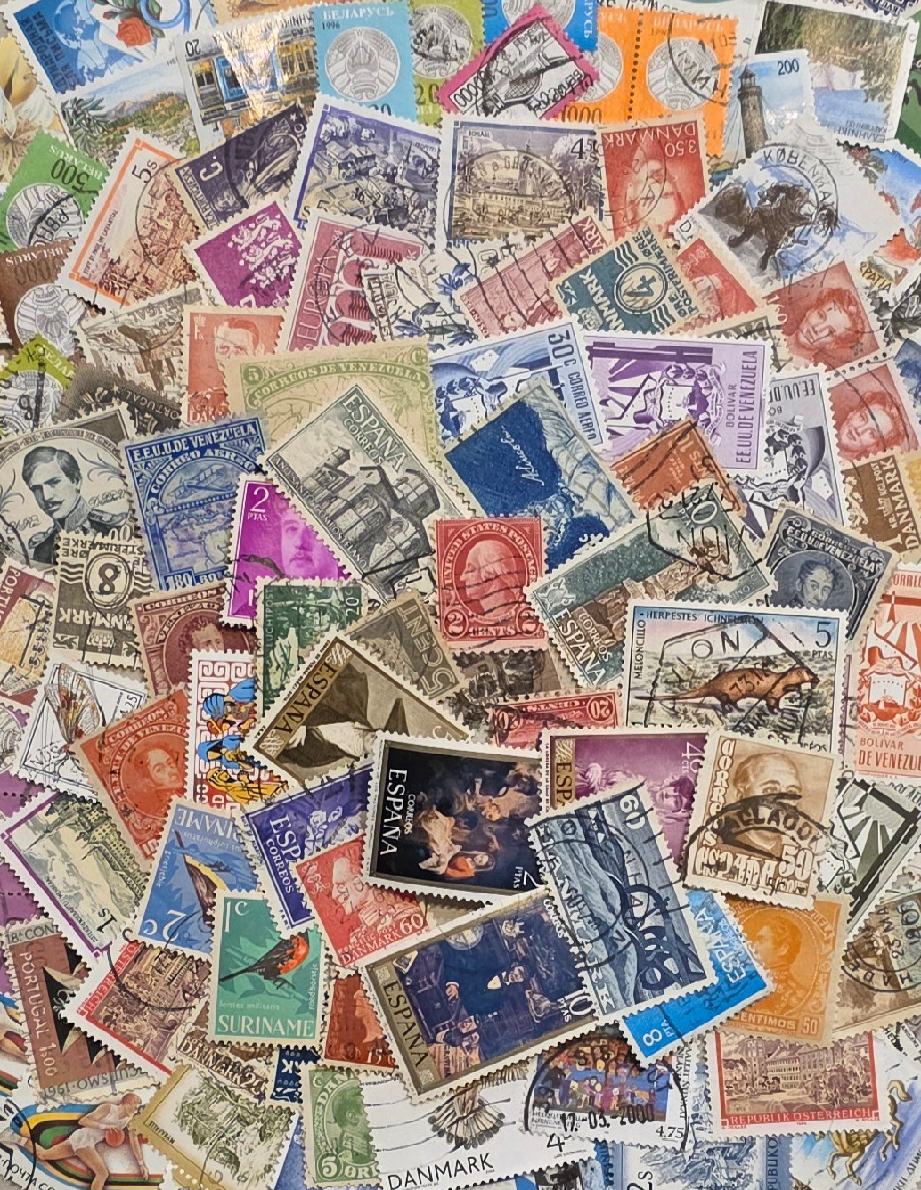 Worldwide Stamp Collection Lot (1000) - Mixed Vintage - Used Off Paper and MNH