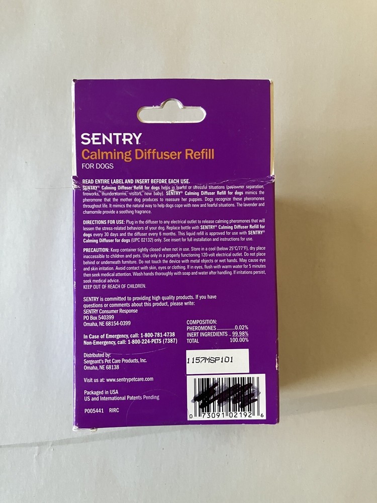 Sentry Dog Calming Diffuser Refill 1.5oz to reduce anxiety