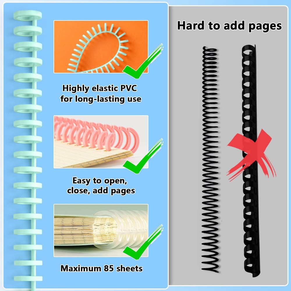 Binding Spines/Coils/Combs: Open & Close Easily Adding Pages for Notebook ， Bind