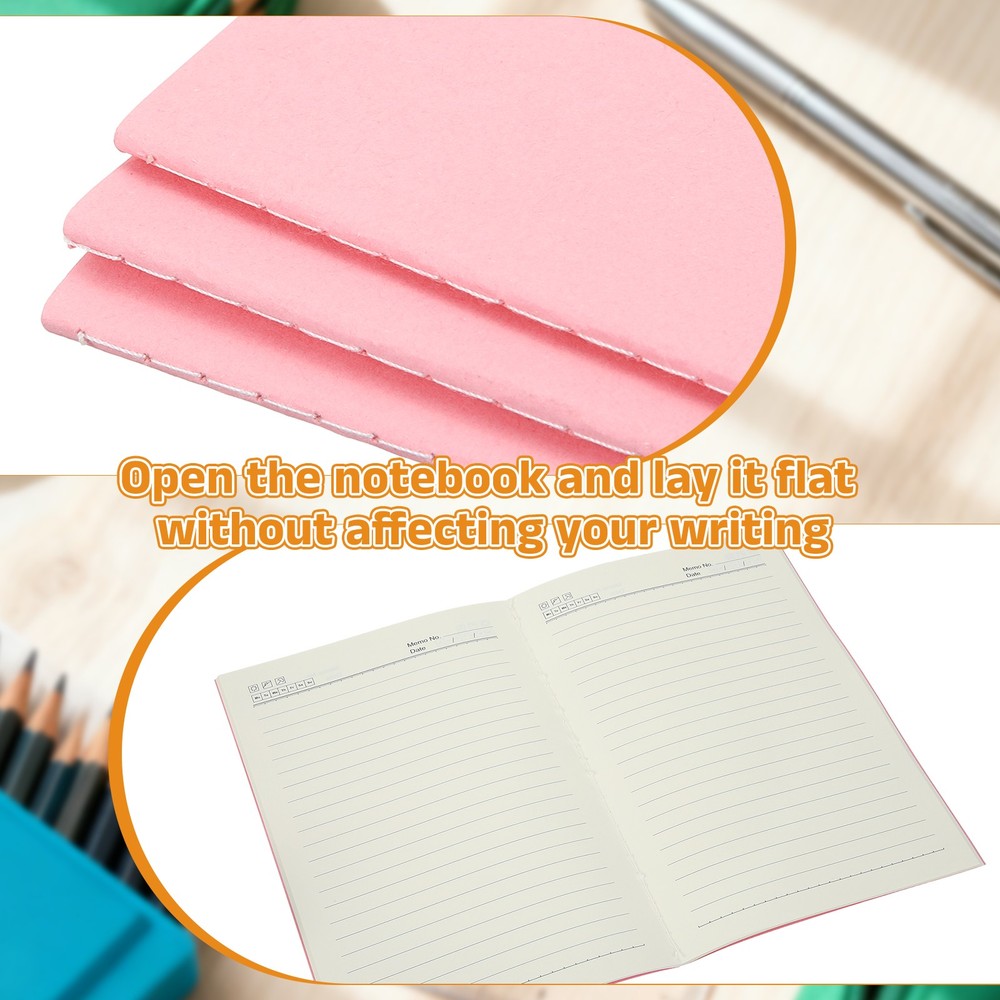 3 Pack A5 Notebook, A5 Journal Mini Notebook Pocket Kraft,Pink