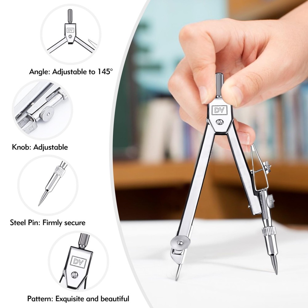 3 PCS Geometry Set 12 Inch Ruler Clear Protractor Compass Drawing Measuring