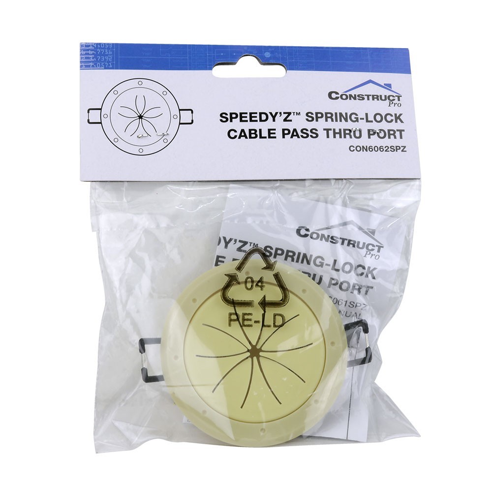 2" Cable Pass Through Port Spring Lock - Ivory - Construct Pro Speedy’Z