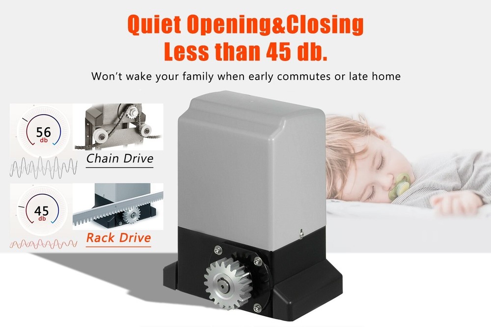 Automatic Sliding Gate Opener 4000lb Rack Driven w/ Remote Controls & IR Sensor