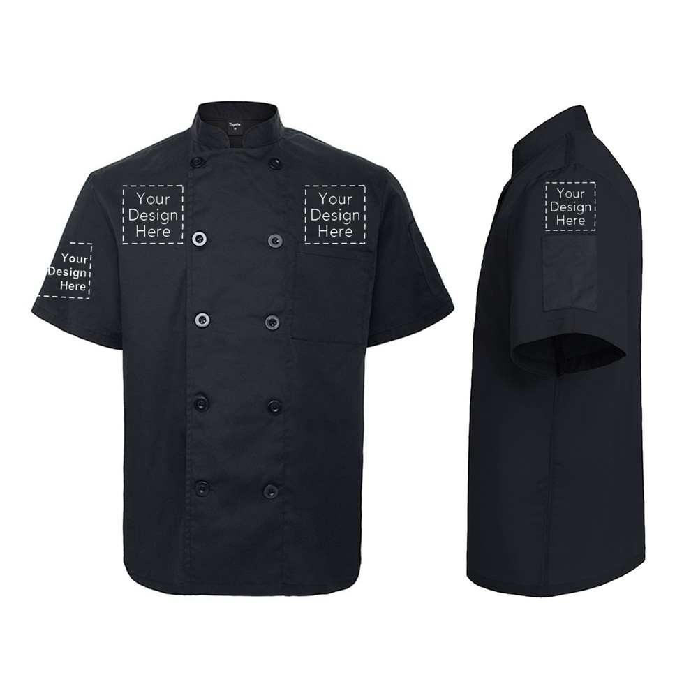 Custom Chef Coat Short Sleeve Chef Jacket PRINTED Personalized Work Uniform