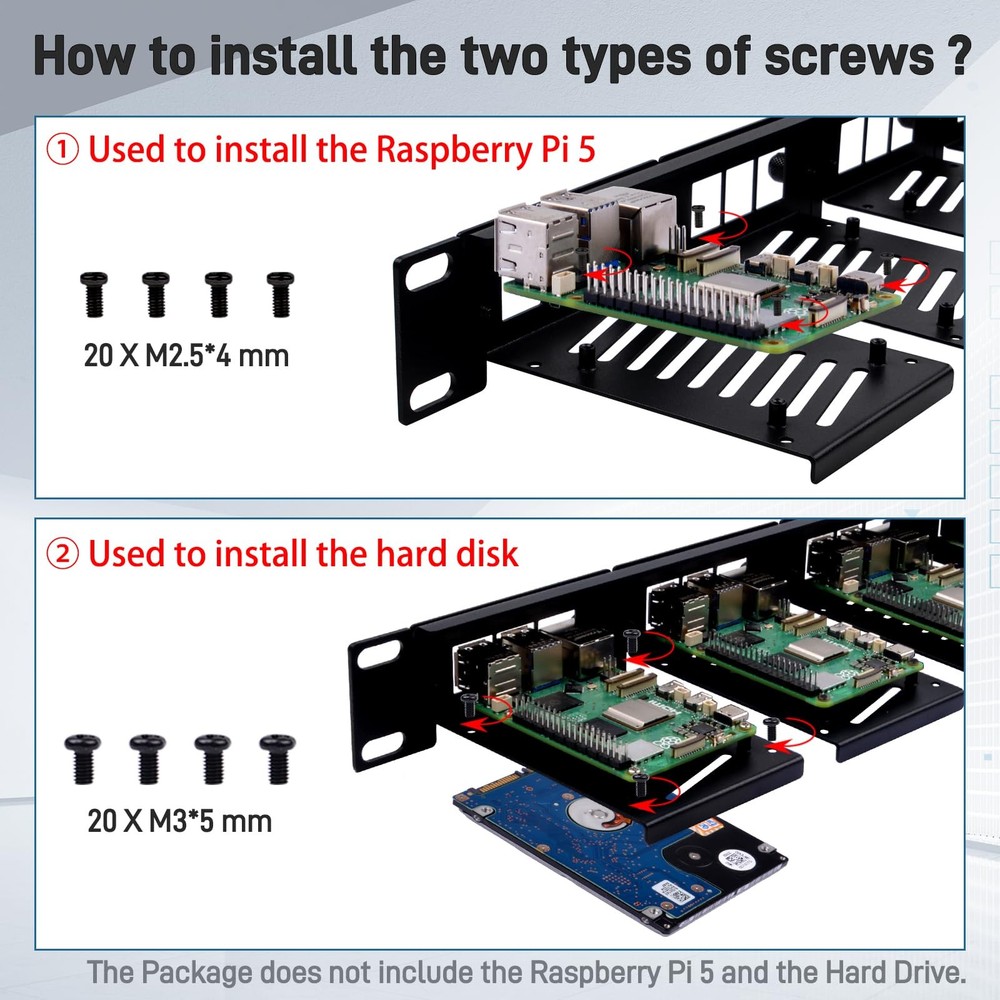 19 inch 1U Rack Mount for Raspberry Pi 5/4B/3B+/3B, with Removable Front Brac...