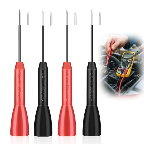 4 Pack Multimeter Test Lead Needle Probes, 2mm Insulation Piercing Back Probe