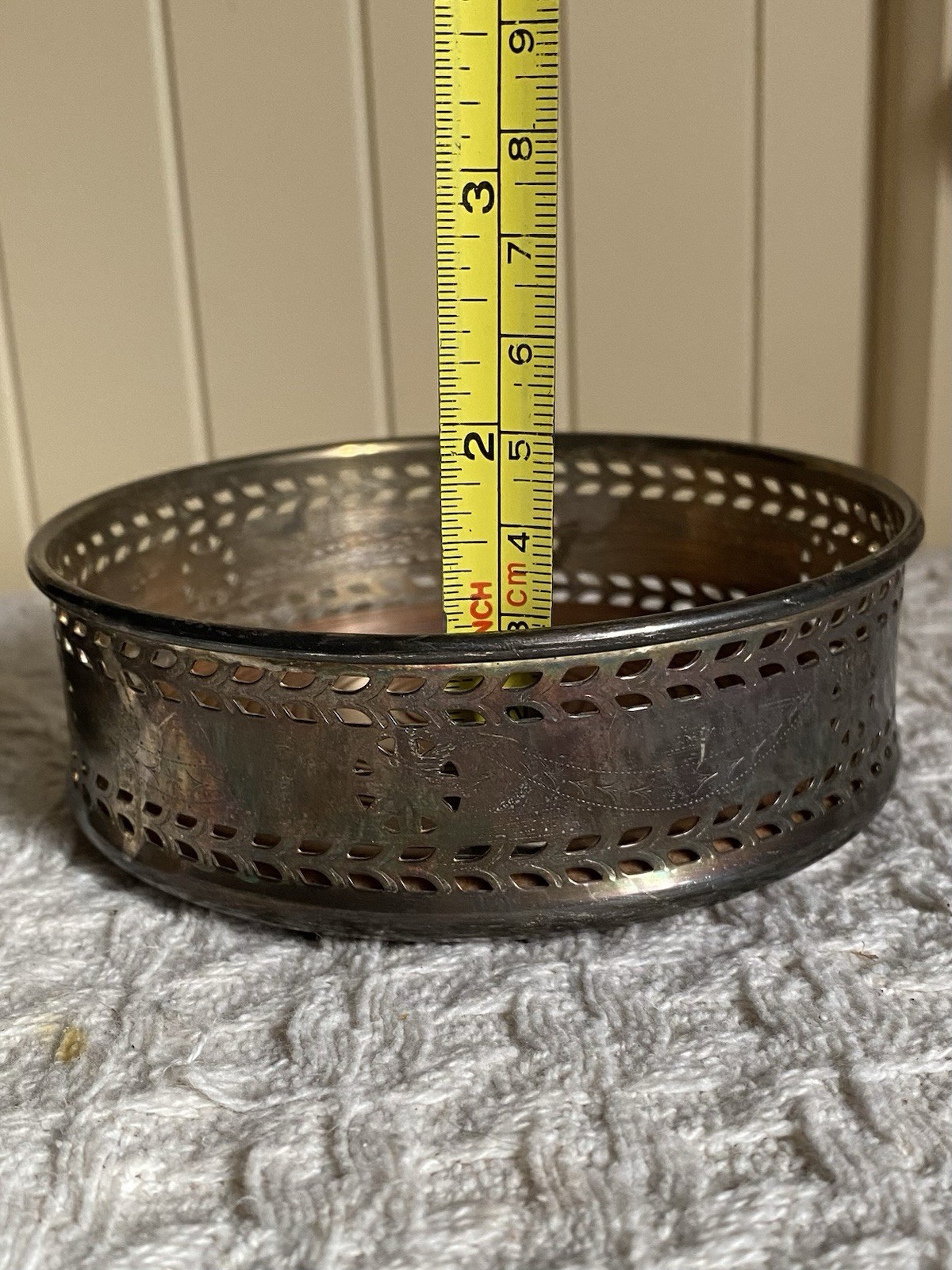 VTG Silverplate LENOX Kirk Stieff Wine Bottle Glass Coaster Set Etched MCM 70s